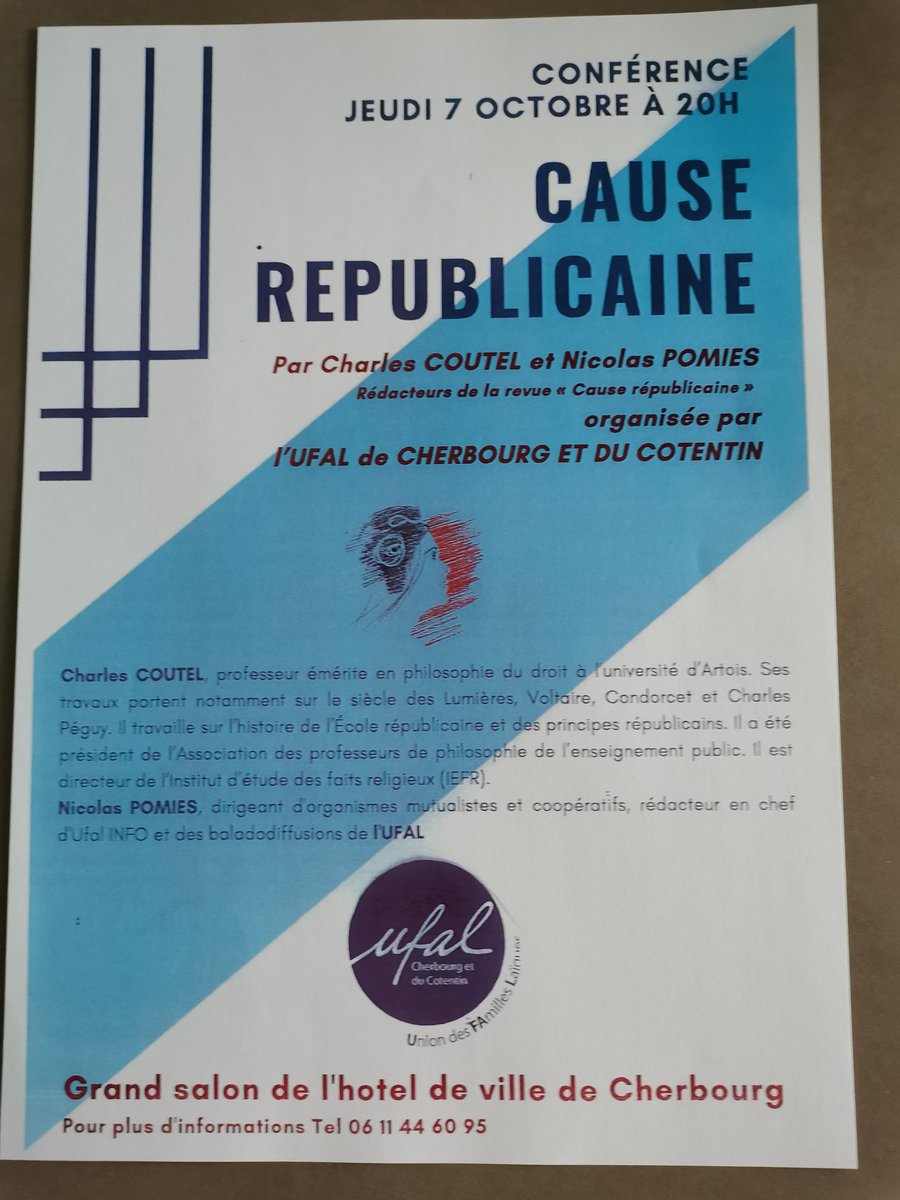 Conférence "Cause républicaine" à Cherbourg (50) le 7 octobre @ Cherbourg-en cotentin