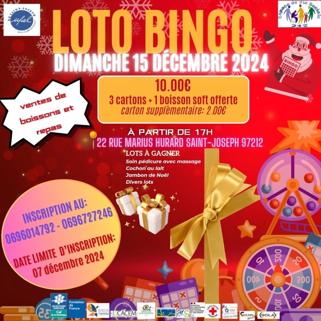 [Ufal Saint-Joseph, Martinique] Loto bingo, 15 décembre @ 22 rue Marius Hurard, 97212 Saint-Joseph