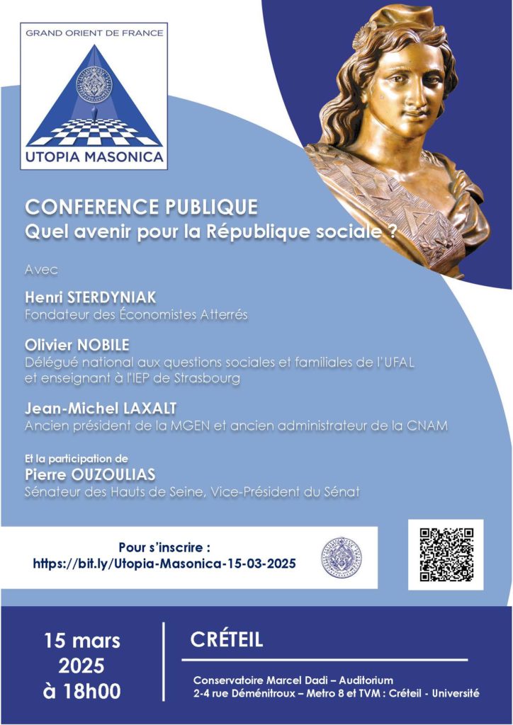 Conférence publique du GODF sur la République sociale, 15 mars, Créteil @ Créteil, Conservatoire Marcel Dadi - Auditorium