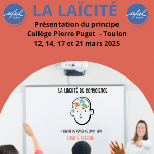 L’Ufal Toulon participe à la sensibilisation des élèves du collège Pierre Puget à la laïcité @ Collège Pierre Puget - Toulon